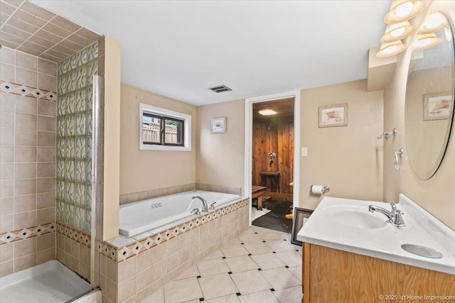 659 W Albert St, Elmhurst, IL 60126 - full bath featuring a bath, a stall shower, and double vanity