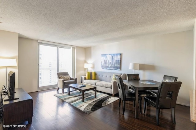 545 N Dearborn St Unit 2603, Chicago, IL 60654 - living room featuring dark wood-type flooring and a textured ceiling