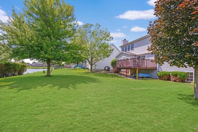 3115 Sable Oaks Rd, Bloomington, IL 61704 - view of grassy yard with a deck and stairway