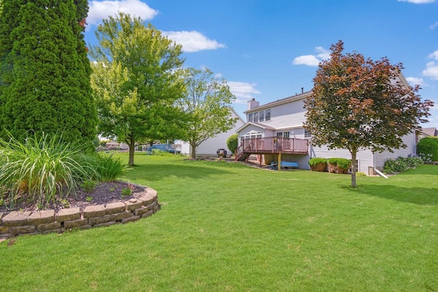 3115 Sable Oaks Rd, Bloomington, IL 61704 - view of grassy yard featuring a wooden deck