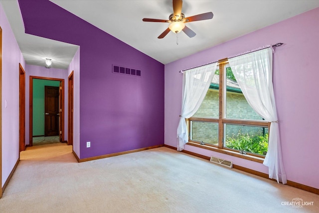 1225 Whitetail Ln, Sandwich, IL 60548 - carpeted empty room featuring vaulted ceiling and a ceiling fan