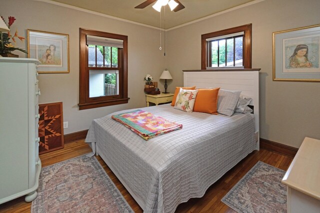 9 Harwood Pl, Bloomington, IL 61701 - bedroom with wood finished floors, crown molding, and ceiling fan
