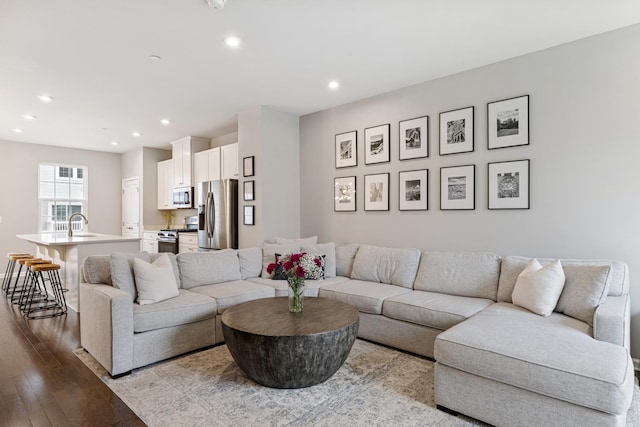 53 Nicholas Dr E, Des Plaines, IL 60016 - living area featuring hardwood / wood-style flooring and recessed lighting