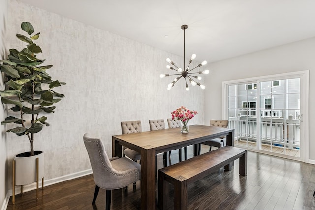 53 Nicholas Dr E, Des Plaines, IL 60016 - dining room featuring a chandelier, wood finished floors, and wallpapered walls