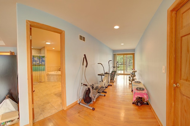 4914 W 82nd St, Burbank, IL 60459 - workout room with wood finished floors and recessed lighting
