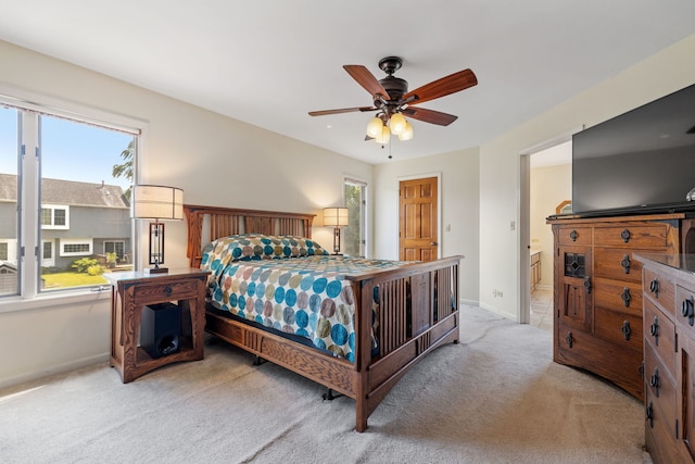 1304 Sheffield Ct, Carol Stream, IL 60188 - bedroom with light carpet, a ceiling fan, and ensuite bathroom