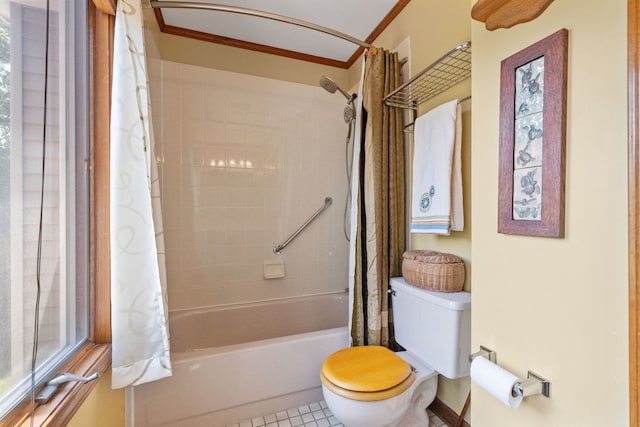 1304 Sheffield Ct, Carol Stream, IL 60188 - full bathroom featuring ornamental molding, shower / tub combo, and healthy amount of natural light