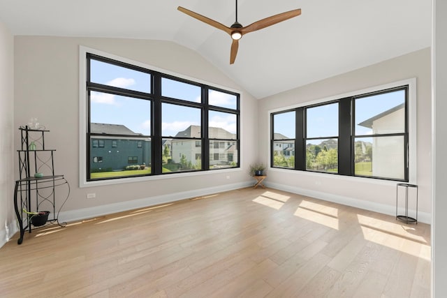 4216 Carpenter Rd, Naperville, IL 60564 - unfurnished room featuring vaulted ceiling, light wood-style flooring, and ceiling fan