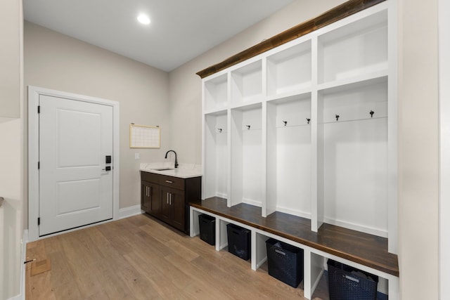 4216 Carpenter Rd, Naperville, IL 60564 - mudroom with light wood-type flooring and a sink