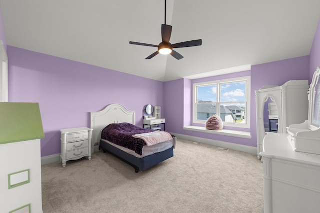 4216 Carpenter Rd, Naperville, IL 60564 - bedroom featuring light carpet, a ceiling fan, and vaulted ceiling