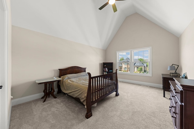 4216 Carpenter Rd, Naperville, IL 60564 - bedroom featuring lofted ceiling, light carpet, and a ceiling fan