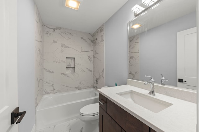 4216 Carpenter Rd, Naperville, IL 60564 - full bathroom with vanity, tub / shower combination, and marble look tile flooring