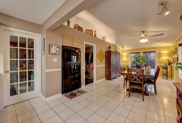 1213 Rose Ct, Bartlett, IL 60103 - dining area featuring light tile patterned floors and ceiling fan