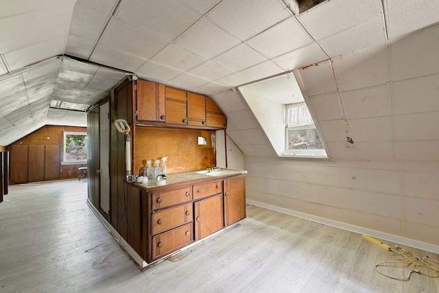 2421 W 21st Pl, Chicago, IL 60608 - bonus room with light wood finished floors, lofted ceiling, and wood walls