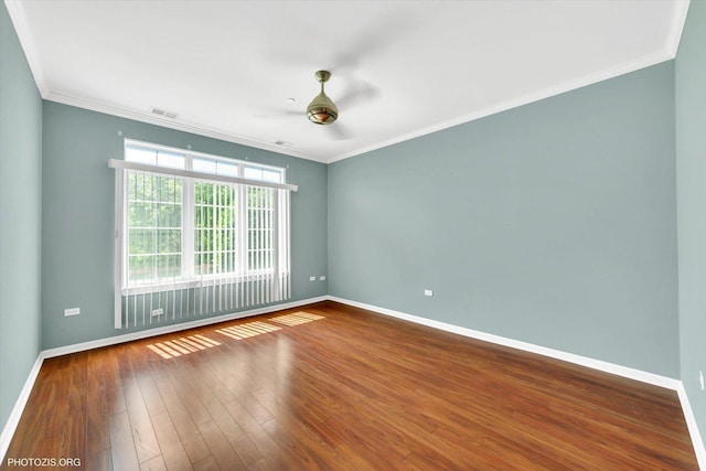 640 Mchenry Rd Unit 106, Wheeling, IL 60090 - spare room with a ceiling fan, wood finished floors, and ornamental molding