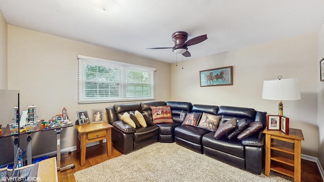 1502 S Fernandez Ave, Arlington Heights, IL 60005 - living room featuring a ceiling fan and wood finished floors