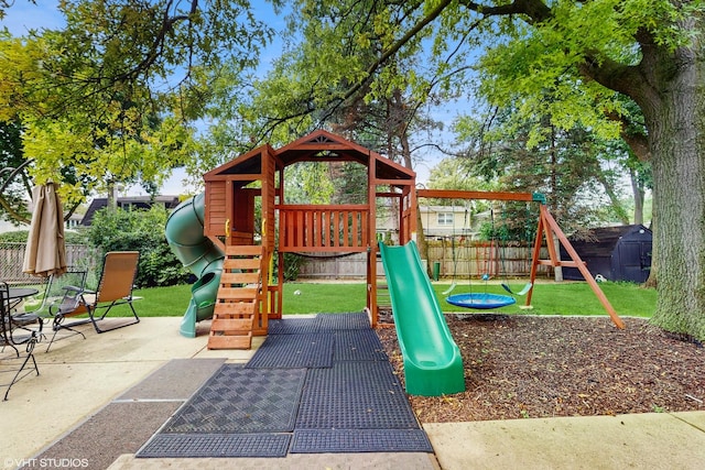 1502 S Fernandez Ave, Arlington Heights, IL 60005 - view of jungle gym featuring a storage unit