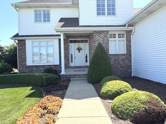 2305 Fox Run Dr, Kankakee, IL 60901 - entrance to property featuring brick siding and roof with shingles