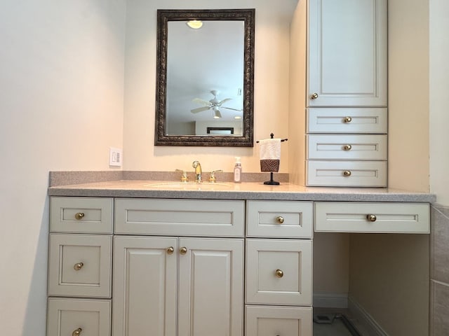 2305 Fox Run Dr, Kankakee, IL 60901 - bathroom with vanity and a ceiling fan