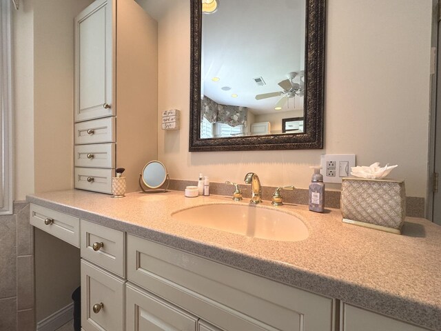 2305 Fox Run Dr, Kankakee, IL 60901 - bathroom featuring vanity and ceiling fan