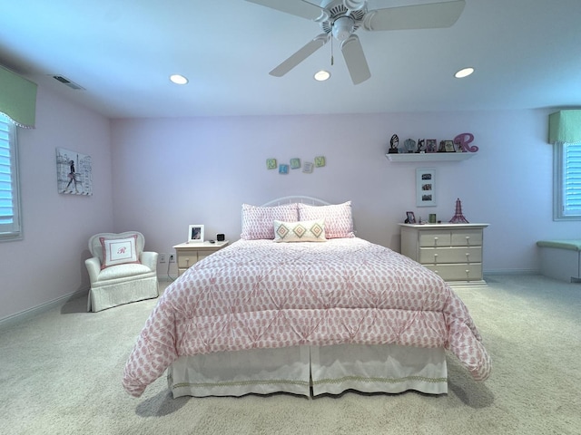 2305 Fox Run Dr, Kankakee, IL 60901 - bedroom with carpet, recessed lighting, and a ceiling fan