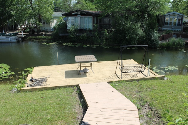 183 Fossil Cove Ct, Wilmington, IL 60481 - dock featuring a water view and a lawn