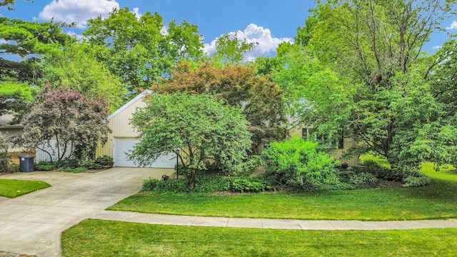 201 E Sherwin Dr, Urbana, IL 61802 - view of property hidden behind natural elements featuring a garage, a front lawn, and concrete driveway