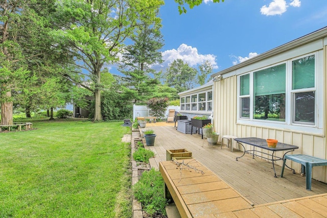 201 E Sherwin Dr, Urbana, IL 61802 - wooden deck featuring a yard