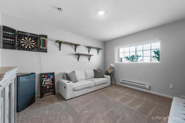 864 Briar Glen Ct, Hampshire, IL 60140 - carpeted living area featuring a baseboard radiator and baseboards