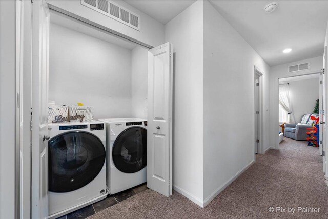 864 Briar Glen Ct, Hampshire, IL 60140 - washroom with washer and clothes dryer and carpet flooring