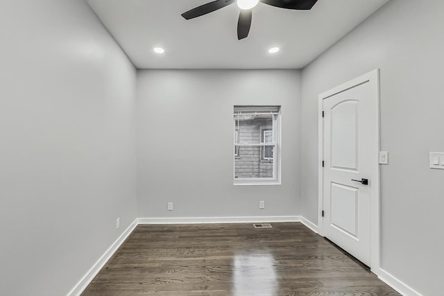10510 S State St, Chicago, IL 60628 - unfurnished room featuring ceiling fan, dark wood-style flooring, and recessed lighting