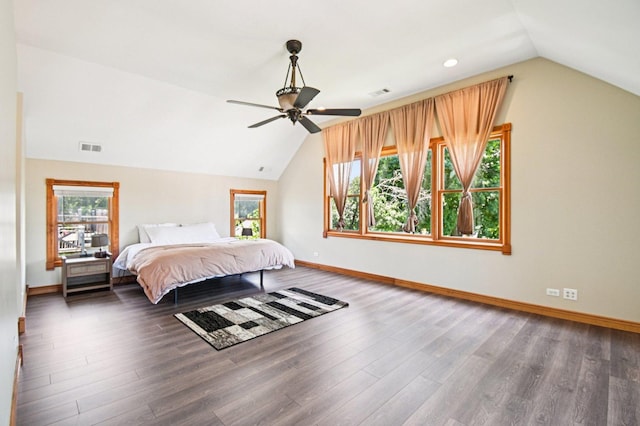 30 S Slusser St, Grayslake, IL 60030 - bedroom featuring lofted ceiling, wood finished floors, a ceiling fan, and recessed lighting