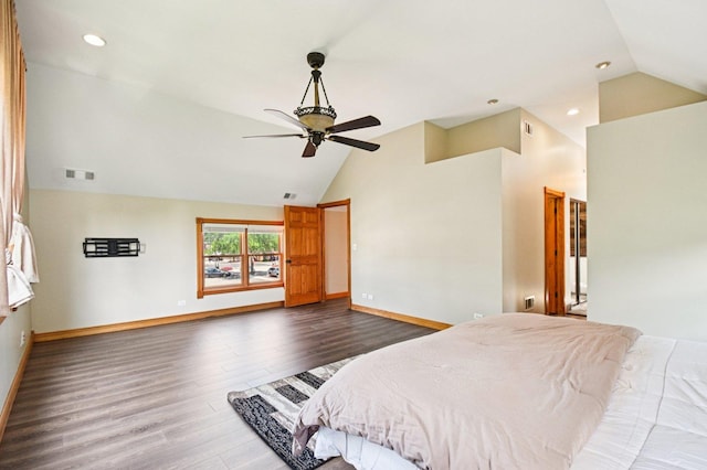 30 S Slusser St, Grayslake, IL 60030 - bedroom featuring lofted ceiling, wood finished floors, recessed lighting, and ceiling fan