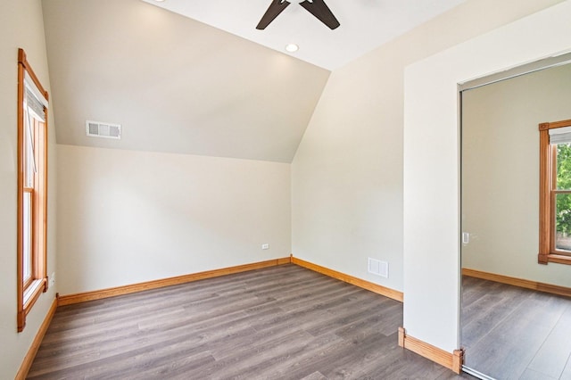 30 S Slusser St, Grayslake, IL 60030 - bonus room with ceiling fan, wood finished floors, vaulted ceiling, and recessed lighting