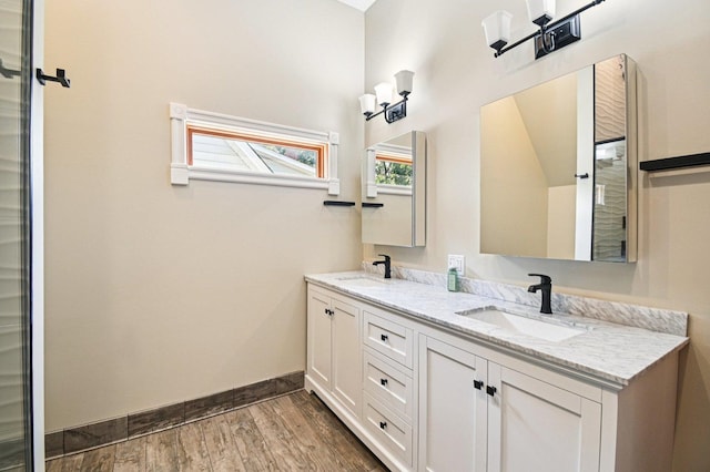 30 S Slusser St, Grayslake, IL 60030 - bathroom with double vanity and wood finished floors