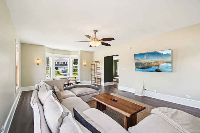 30 S Slusser St, Grayslake, IL 60030 - living room with dark wood-type flooring and ceiling fan