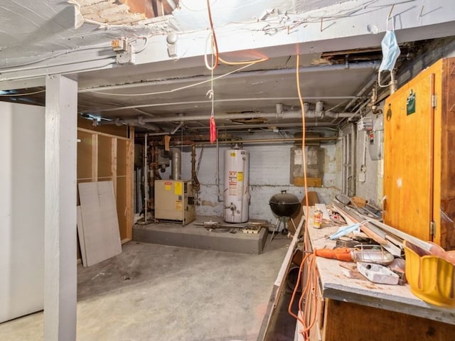 7120 S Eberhart Ave, Chicago, IL 60619 - unfinished basement with gas water heater and a heating unit