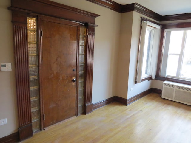 7120 S Eberhart Ave, Chicago, IL 60619 - entryway with radiator heating unit, ornamental molding, and light wood-type flooring