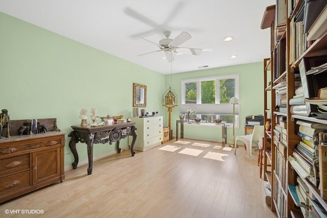 1280 Rudolph Rd Unit 1K, Northbrook, IL 60062 - office featuring ceiling fan, light wood-style floors, and recessed lighting