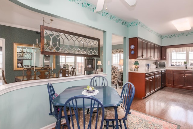 750 Pearson St Unit 904, Des Plaines, IL 60016 - dining area featuring light wood-style flooring and ceiling fan