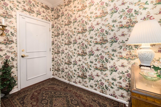 750 Pearson St Unit 904, Des Plaines, IL 60016 - doorway to outside featuring wallpapered walls and crown molding