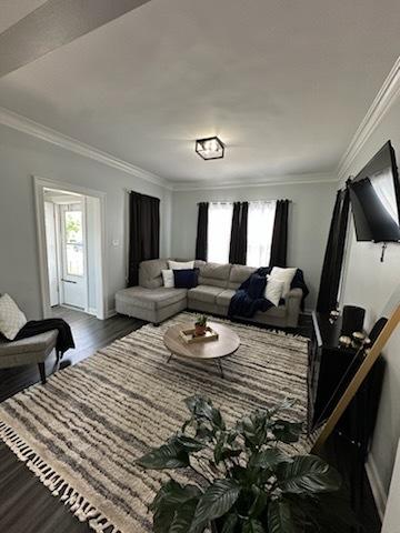3708 N Oketo Ave, Chicago, IL 60634 - living area featuring crown molding and wood finished floors