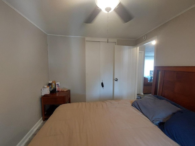 4421 W 87th St, Hometown, IL 60456 - bedroom with ornamental molding and a ceiling fan