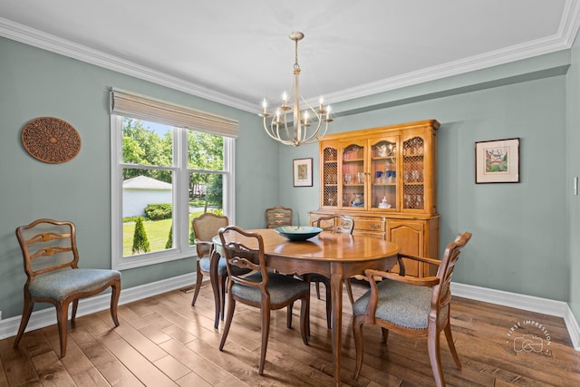 482 River Front Cir, Naperville, IL 60540 - dining room with a chandelier, wood finished floors, and ornamental molding