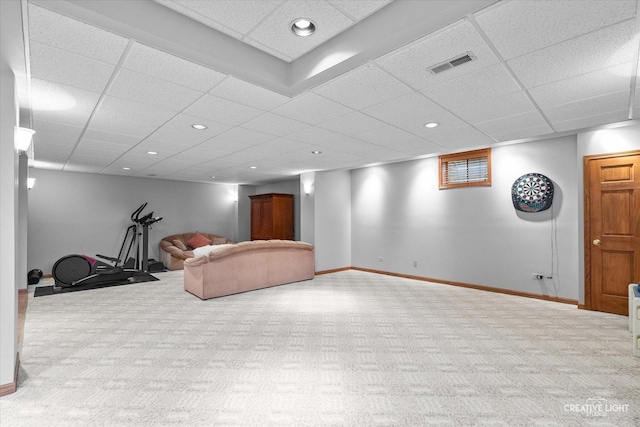 10660 Great Egret Dr, Orland Park, IL 60467 - finished basement featuring carpet, a paneled ceiling, and recessed lighting