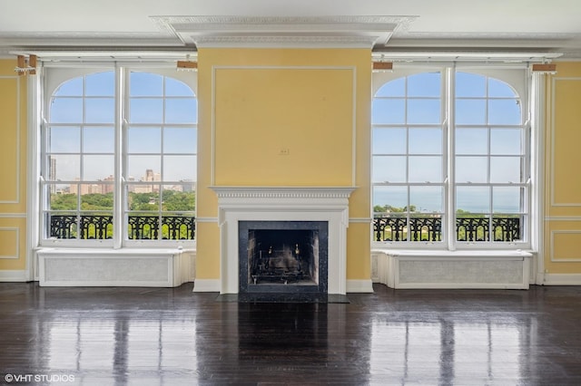 1550 N State Pkwy Unit 801, Chicago, IL 60610 - unfurnished living room featuring radiator, healthy amount of natural light, and a fireplace with flush hearth