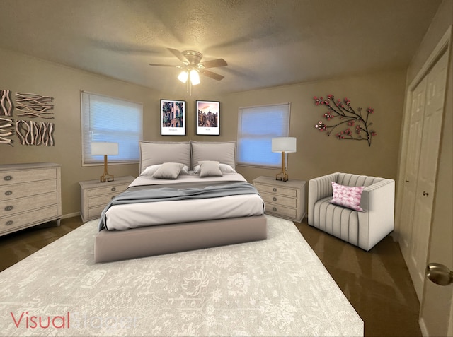 522 N 3rd Ave, Chenoa, IL 61726 - bedroom featuring a closet, a ceiling fan, and dark wood finished floors