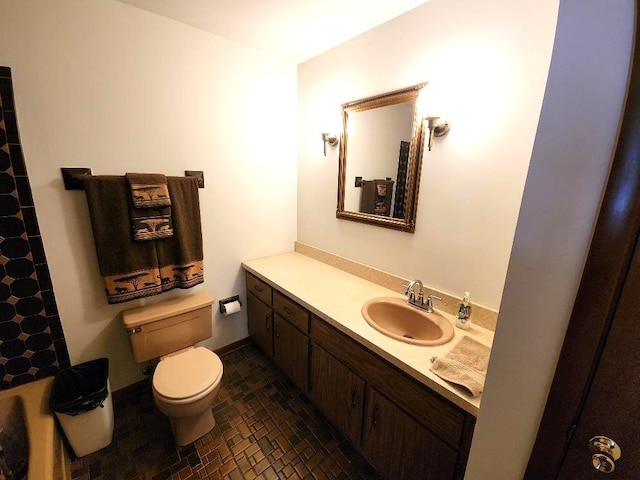 17227 70th Ave, Tinley Park, IL 60477 - bathroom featuring vanity, a shower with shower curtain, and brick patterned flooring