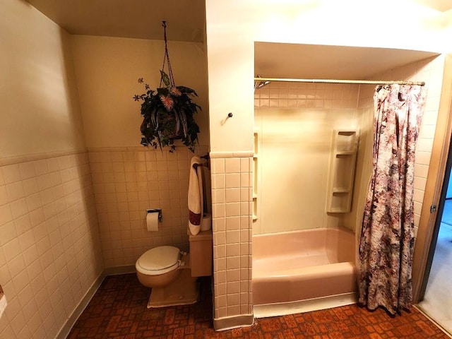 17227 70th Ave, Tinley Park, IL 60477 - full bath with tile walls, shower / tub combo, and a wainscoted wall