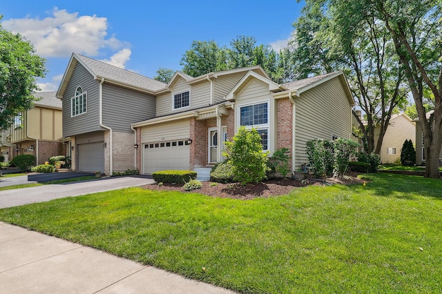 2330 Worthing Dr, Naperville, IL 60565 - view of front of property featuring brick siding, an attached garage, driveway, and a front lawn